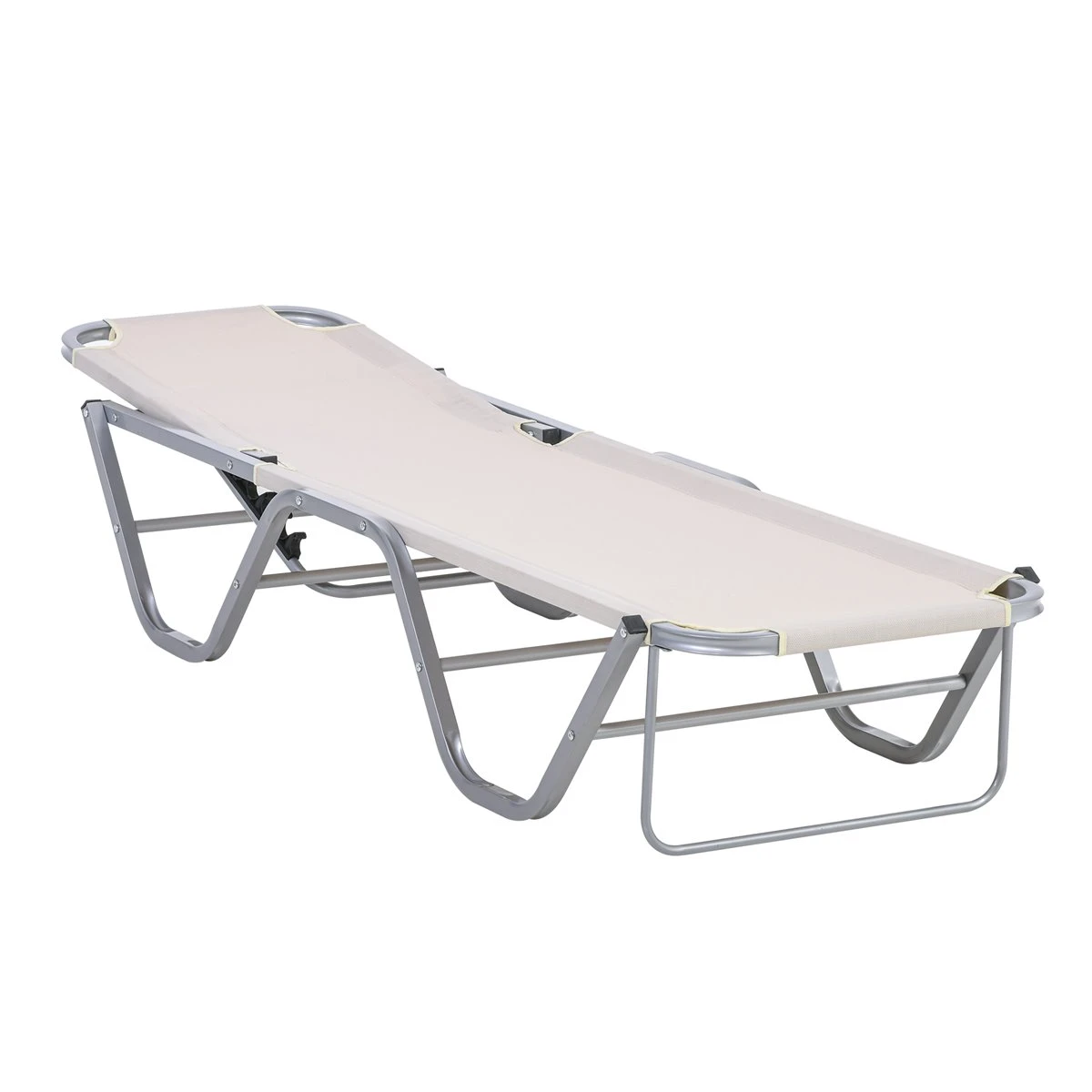 Outsunny Tumbona De Jardín Con Respaldo Ajustable En 5 Posiciones De Aluminio Y Texteline Para Terraza Patio Exterior 163x58,5x91 Cm Beige 9 Outsunny Tumbona De Jardín Con Respaldo Ajustable En 5 Posiciones De Aluminio Y Texteline Para Terraza Patio Exterior 163x58,5x91 Cm Beige - Imagen 7