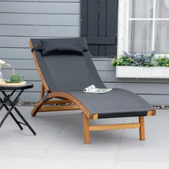 Outsunny Tumbona De Jardín Tipo Hamaca Con Altura De Respaldo Ajustable Reposacabeza Extraíble Y Marco De Madera Ergonómico Para Terraza Playa Exterior 180x56x72 Cm Negro -Tienda Barata Lounge Sol 006a96de599cb136c22e49d015ddfab60a616738 9befb9826cf140909e7f69458fbe360d