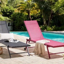 Tumbona Reclinable De Metal/textil Trenzado Negro PORTOFINO