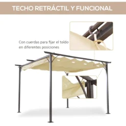 Outsunny Pérgola De Metal 3.5x3.5m Gazebo Cenador Para Jardín Patio O Terraza Con Techo Retráctil Tela Poliéster Resistente Al Agua Y UV 15 Outsunny Pérgola De Metal 3.5x3.5m Gazebo Cenador Para Jardín Patio O Terraza Con Techo Retráctil Tela Poliéster Resistente Al Agua Y UV -Tienda Barata Lounge Sol 035e07279e9b887954e3429dd31f2071975303ba d6b2172ee715454e8ef129a092d2056c