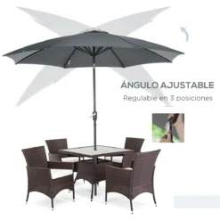 Outsunny Sombrilla De Jardín Ø300x240 Cm Parasol De Terraza Con Manivela Techo Inclinable Y 8 Varillas De Metal Para Patio Balcón Exterior Gris -Tienda Barata Lounge Sol 0508320103210b8f1f8f6541bb5f8c310c58db6a 493cafa12b8e4f5dafe92698ba4c0351