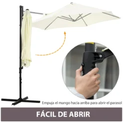 Outsunny Sombrilla De Jardín Ø256x245 Cm Parasol Excéntrico Rotación De 360° Con Apertura Manual Y Base Cruzada Para Patio Terraza Exterior Beige -Tienda Barata Lounge Sol 060264b80a521a893f15b62d53032165d2320c75 89bd7d775ab7450983328815a3637c94