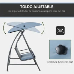 Outsunny Columpio Balancín Jardín De Ratán De 3 Plazas Con Techo Ajustable Y Cojín Desenfundable Con Cremallera Para Terraza Balcón Exterior Carga 360 Kg 198x124x179 Cm Gris -Tienda Barata Lounge Sol 0651e9135a8a3061709daf498eb1261fa035322c 7225f9c32c9142a5b36931dfc95c14d2