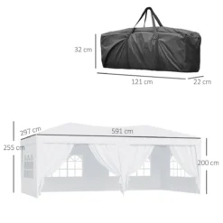 Outsunny Carpa Plegable En Acordeon 4 Paneles Laterales 2 Cortinas +Bolsa Transporte 5,91x2,97x2,55 M Blanco -Tienda Barata Lounge Sol 0738de766e53351a4083edeaca6ed107503539c7 5b50aa6406ba4426923b4426a2950c5a