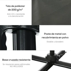 Outsunny Sombrilla De Jardín De Aluminio 245x245x245 Cm Parasol Excéntrico Con Manivela Giratorio 360° Inclinación De 5 Niveles Tela Desmontable Y Ventilación Para Patio Terraza Gris -Tienda Barata Lounge Sol 07d3a61a2400550ef33330b85f395092ac7620c5 ddc5329b348547ffa4827e28bb8e17ee
