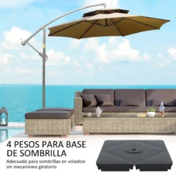 Outsunny Pesos Para Base De Sombrilla En Voladizo De 4 Piezas Rellenable De Arena 120 Kg O Agua 160 Kg Para Sombrilla De Plátano Base Cruzada 90x90x10,5 Cm Negro -Tienda Barata Lounge Sol 08966666a841d9e1661414c5e0a62fc7035f5f38 f0734f9fc3cb4d07a84d86967b15346f