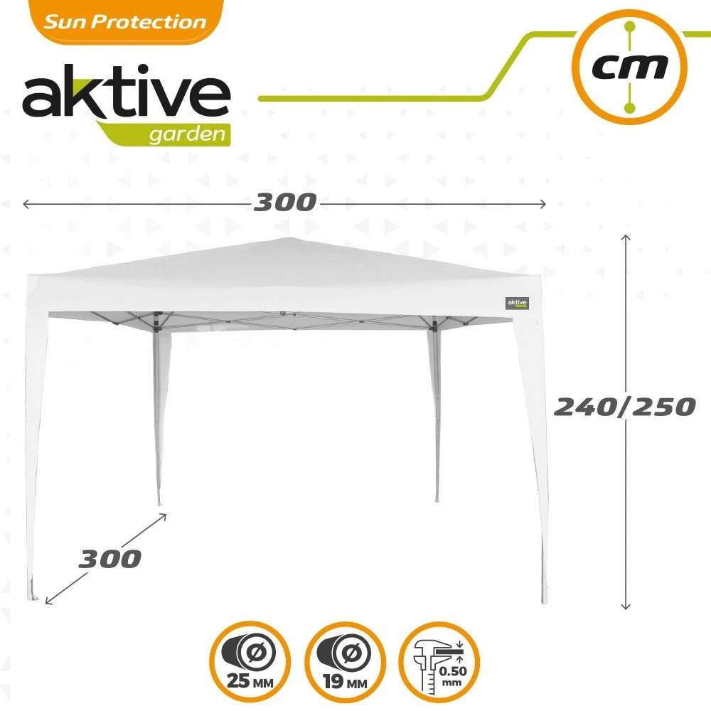 Cenador Plegable Blanco Poliéster UV50 300x300x240/250 Cm Aktive 7 Cenador Plegable Blanco Poliéster UV50 300x300x240/250 Cm Aktive - Imagen 5
