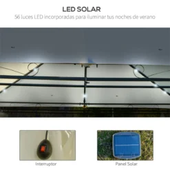 Outsunny Carpa De Jardín 4x3 M Cenador Con Doble Techo 6 Cortinas Laterales Luz LED Con Panel Solar Para Patio Terraza Color Crema -Tienda Barata Lounge Sol 0a71f6a0a002e8258c3614d15818533152a77701 7d1d0c68cea848e1bc36592e340ebec6