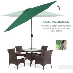 Outsunny Sombrilla De Jardín Ø295x250 Cm Con Manivela Parasol Exterior Con Mecanismo De Inclinación Y Poste Desmontable De Metal Para Terraza Piscina Patio Verde -Tienda Barata Lounge Sol 0a8c28615884eb85d42e4094dd8f53e2ef23bb6d aec6b23a34714e8fb14ed4b61644b837