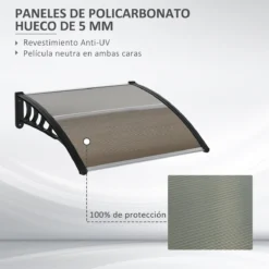 Outsunny Tejadillo De Protección 103x96,5x27 Cm Marquesina Exterior Para Puertas Y Ventanas Contra Sol Y Lluvia Con Soporte Aleación De Aluminio Policarbonato Marrón Translúcido -Tienda Barata Lounge Sol 0c6971c7123572b95b2e05fe3b7feb3d4a4b5ff3 50e99970f07745ea95f6a4bfb9a32fbc