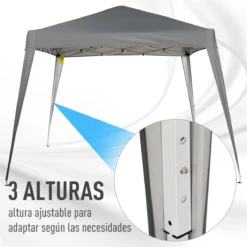 Outsunny Carpa Plegable 2,4x2,4m Cenador De Jardín Diseño Pop Up De Acero Y Cubierta De Tela Oxford Gris -Tienda Barata Lounge Sol 0cc40433de08a63c1ef1da49c53933c2b9c03dae 7b4e744fae0b468190a9bd18bccdd3f6