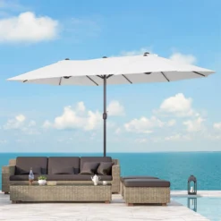 Outsunny Sombrilla Parasol Doble Para Jardín 4,6x2,7x2,4 M Sombrilla Gigante Anti UV Con Manivela Para Exterior Patio Terraza Piscina Color Beige -Tienda Barata Lounge Sol 0d6570e68991208eab68d27c8abe13b104af2b06 da658f91133a4741981a7c9667043809