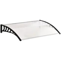 Outsunny Tejadillo De Protección Para Puertas Ventanas Contra Sol Y Lluvia Marquesina De Techo Diseño Moderno Aleación De Aluminio Duradero 150x90x25 Cm Transparente