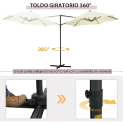 Outsunny Sombrilla De Jardín Ø256x245 Cm Parasol Excéntrico Rotación De 360° Con Apertura Manual Y Base Cruzada Para Patio Terraza Exterior Beige -Tienda Barata Lounge Sol 0ebc0dd66461cff17d17a3e8e70e47a853b71aee dcc3da5373614cba9fc243566d41b4b0