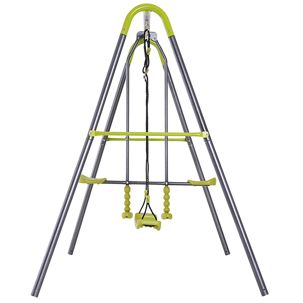 HOMCOM Set De Columpio Infantil Al Aire Libre Con Columpio Y Balancín Doble Plaza Juguetes Exterior Adecuado Para +3 Años 245x138x180cm Verde Y Gris 11 HOMCOM Set De Columpio Infantil Al Aire Libre Con Columpio Y Balancín Doble Plaza Juguetes Exterior Adecuado Para +3 Años 245x138x180cm Verde Y Gris - Imagen 9