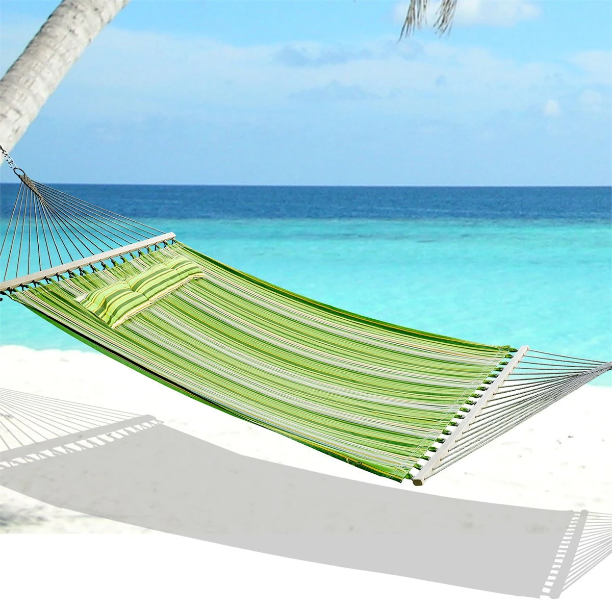 Outsunny Hamaca Colgante De Algodón Para Jardín Camping Playa Picnic Con Almohadilla 188x140cm Con Carga De 180 Kg 4 Outsunny Hamaca Colgante De Algodón Para Jardín Camping Playa Picnic Con Almohadilla 188x140cm Con Carga De 180 Kg - Imagen 2