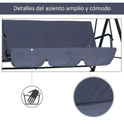 Outsunny Columpio De Jardín De 3 Plazas Silla Balancín Con Parasol Techo Ajustable En Ángulo Para Terraza Balcón Carga Máx. 200 Kg Acero 172x110x153 Cm Negro 16 Outsunny Columpio De Jardín De 3 Plazas Silla Balancín Con Parasol Techo Ajustable En Ángulo Para Terraza Balcón Carga Máx. 200 Kg Acero 172x110x153 Cm Negro -Tienda Barata Lounge Sol 110b23c724a2383e82770abc8ac966433c6a0ccc dcd98f7191044f218099c13aca0d46d3