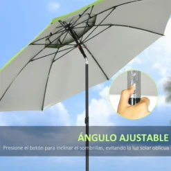 Outsunny Sombrilla De Playa Ø185x205 Cm Parasol Para Terraza Con Techo Doble Ángulo Ajustable Protección UV30+ 8 Varillas De Acero Y Bolsa De Transporte Verde 15 Outsunny Sombrilla De Playa Ø185x205 Cm Parasol Para Terraza Con Techo Doble Ángulo Ajustable Protección UV30+ 8 Varillas De Acero Y Bolsa De Transporte Verde -Tienda Barata Lounge Sol 1389c54ca19430722bd2f0eb0f4dd48b862ddfd6 2d2205d9c8864abc8d1793436d73bc74