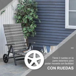 Outsunny Tumbona De Jardín De Ratán 192x74x55 Cm Con Respaldo Reclinable En 7 Posiciones Reposabrazos Y Ruedas Marco De Aluminio Para Patio Terraza Balcón Gris -Tienda Barata Lounge Sol 144d49e8a232ed71bde94b244ba5ed7a6fe0fa96 f62924670f7b4ee3a4690ec75e7c719a