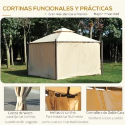 Outsunny Cenador De Jardín 3x3m Gazebo Con Doble Techo 4 Cortinas Laterales Mejor Ventilación Exterior Espacioso Para Fiesta Eventos Barbacoa Beige -Tienda Barata Lounge Sol 14fdb282740966e52c7b0379b1a21203a37d0f85 682dbbffa4cf48e6b0e0bba5a5b73f3a