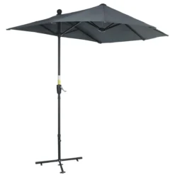 Outsunny Sombrilla De Pared De Jardín 200x190x240 Cm Parasol Con Manivela Poste De Acero Y Base Cruzada Protección Solar Para Terraza Balcón Exterior Gris