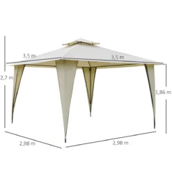 Outsunny Cenador De Jardín 3,45x3,45 M Carpa Con Doble Techo Y 8 Orificios De Drenaje Marco Metálico Para Celebraciones Fiestas Bodas Exteriores Beige -Tienda Barata Lounge Sol 1537f1c88b08d9529954df2ad17bcaa5faf9c589 12964e2dde49403e87242cdd645cf7e6