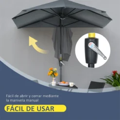 Outsunny Sombrilla De Pared De Jardín 200x190x240 Cm Parasol Con Manivela Poste De Acero Y Base Cruzada Protección Solar Para Terraza Balcón Exterior Gris -Tienda Barata Lounge Sol 15aaffc440232c4f4affa80bbcc0cd2936745e6f 5ceb016e1b4d4392879b9a4c023a2177