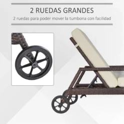 Outsunny Conjunto De 2 Tumbonas De Ratán De Jardín Con Cojines Acolchados Respaldo Ajustable En 5 Posiciones 2 Ruedas Y Tela Extraíble Lavable 67x196x51 Cm Crema -Tienda Barata Lounge Sol 195fbcfda8f8ad09fc79ddd0415f05763e0a47dd 919b1e8a198a4b9587aae9ac39868068