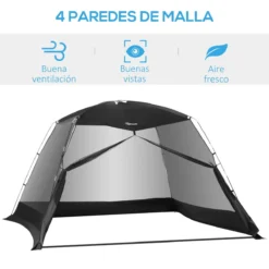 Outsunny Carpa De Jardín 3x3x2 M Cenador Para 4-6 Personas Con 4 Mosquiteras Y Puerta Incluye Bolsa De Transporte Protección Solar Para Camping Viajes Exterior Negro -Tienda Barata Lounge Sol 1c58af60bcb4fb2bc3ac7b38008aef1afbf79e45 cdb4c98f60ef48a8aec2442eec4e1c7d
