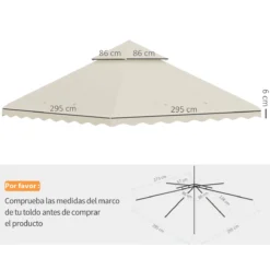 Outsunny Techo De Repuesto Para Cenador 3x3 M Cubierta De Repuesto Con Techo Doble Y 10 Orificios De Drenaje Tela Poliéster Para Carpa Pabellón Gazebo Crema -Tienda Barata Lounge Sol 1d01998e908158fd292b14319108fd823d41cba1 35a9cb7ba0a14f76b3d29ca56d7cdd99