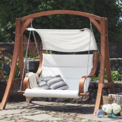 Columpio De Madera De Alerce Oscura/beige Crema APRILIA