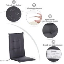 Outsunny Cojín De 2 Piezas Para Tumbona De Exterior Colchoneta Para Sillas De Jardín Acolchado Cómoda Con Cuerda De Fijación Lavable A Mano Poliéster Esponja 120x50x6 Cm Gris -Tienda Barata Lounge Sol 1ecd821be48cc03371a7f43412169d6a608019a9 3862d673a11b47b3a5beb5a4cdf935ee