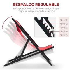 Outsunny Conjunto De 2 Tumbonas Plegables Con Respaldo Regulable En 5 Posiciones Y Reposacabezas Acolchado Incorporado 58x96.5x91.5cm Rojo Vino -Tienda Barata Lounge Sol 211f109c4d4d0a8804772693a02079531af0aec1 6f530dcb3e2a4517bfca36de3fe86c40