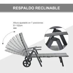 Outsunny Tumbona De Jardín De Ratán 192x74x55 Cm Con Respaldo Reclinable En 7 Posiciones Reposabrazos Y Ruedas Marco De Aluminio Para Patio Terraza Balcón Gris -Tienda Barata Lounge Sol 212be4d2f8fd0192afd3ce2b94d776e28e15665c f65a727e1d9543709f59eec2e85932d1