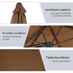 Outsunny Sombrilla Voladizo De Jardín Ø295x245 Cm Parasol Excéntrico Manivela Manual Con 6 Varillas De Metal Ventilación Y Base Cruzada Para Patio Terraza Exterior Marrón -Tienda Barata Lounge Sol 235d887189f280bbf74dc818b23a7a9e43219b5a ef9bbeabe56a49fe96ff3b515aa87217