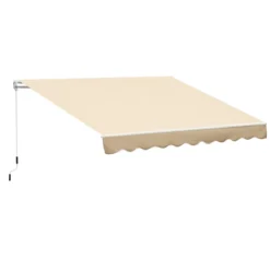 Outsunny Toldo Manual Retráctil Plegable Con Manivela 295x245 Cm Toldo Enrollable Aluminio Protección Solar Para Ventanas Puertas Balcón Terraza Exterior Beige
