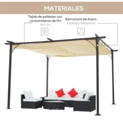 Outsunny Pérgola De Metal 3.5x3.5m Gazebo Cenador Para Jardín Patio O Terraza Con Techo Retráctil Tela Poliéster Resistente Al Agua Y UV 14 Outsunny Pérgola De Metal 3.5x3.5m Gazebo Cenador Para Jardín Patio O Terraza Con Techo Retráctil Tela Poliéster Resistente Al Agua Y UV -Tienda Barata Lounge Sol 258456de78647de917432ca7664806a334cb4317 2747446c35ce49559628d6a9cba1e8a7
