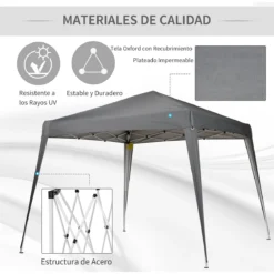 Outsunny Carpa Plegable 2,4x2,4m Cenador De Jardín Diseño Pop Up De Acero Y Cubierta De Tela Oxford Gris -Tienda Barata Lounge Sol 272176090c5d0b744a6c50204f2cfef9671e5408 6a64c21291bd4c14b213dbf8c294184f