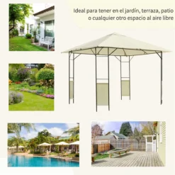 Outsunny Carpa 3x3x2.6m Cenador Jardin Marco De Acero Y 4 Paraviento Lateral Color Crema -Tienda Barata Lounge Sol 275d1c087dd55c7c491eec958dce883a432d7750 9ef08672dfde4aeca6550475faa9a5dd