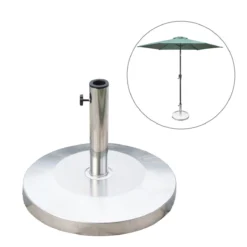 Outsunny Base Para Sombrilla De Jardín Acero Inoxidable Peso Neto 25kg Soporte Pie Para Parasol Apto Para Postes De Φ34mm/Φ38mm/Φ48mm Para Jardín Patio Color Plateado