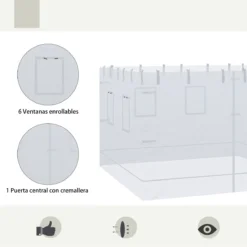 Outsunny 4 Paredes Laterales Para Carpa 300x195 Cm Mosquitera Para Cenador Con 6 Ventanas Enrollable Puerta Con Cremallera Y Bolsa De Transporte Blanco -Tienda Barata Lounge Sol 28d5a4cf3dfe636142fd90ee524767616133eb91 b6624f632c2549199d8144f0338fee2b