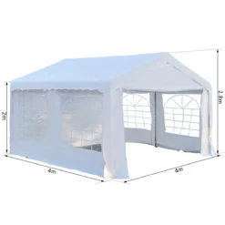 Outsunny Carpa De Jardín Cochera Gazebo 4x4m Pergola Cenador Pabellón 4 Paneles Laterales 4 Ventanas Para Fiesta Eventos Bodas Acero PE Blanco -Tienda Barata Lounge Sol 2ad428511ec05b0000d86b4228e50dc957f95625 c238d603a6164c91b2351c0db4e06a13