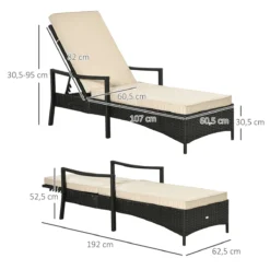 Outsunny Set De 2 Tumbonas De Ratán De Jardín Chaise Longue Con Respaldo Ajustable En 4 Posiciones Cojines Acolchados Y Desenfundables Para Terraza Patio Exterior 192x62,5x58-95 Cm Marrón Y Beige -Tienda Barata Lounge Sol 2b76818e176c896039d00c19f35b4084f7227c2a bb13a174984846e1be70b42b61087f3c