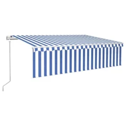 Toldo Automático Retráctil Con Persiana 6x3 M Azul Y Blanco VidaXL