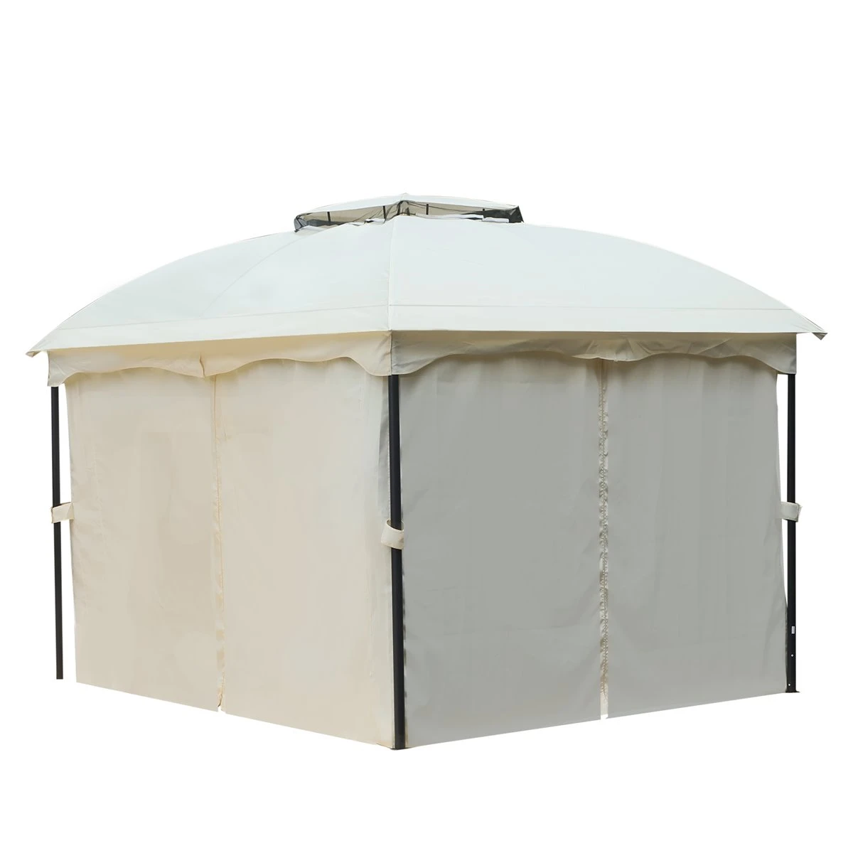 Outsunny Cenador Con Techo Gazebo Pabellón Exterior 3x3.65x2.82m Carpa Glorietas De Jardín Marco De Hierro Con Pared Lateral Y Mosquitero Color Crema 6 Outsunny Cenador Con Techo Gazebo Pabellón Exterior 3x3.65x2.82m Carpa Glorietas De Jardín Marco De Hierro Con Pared Lateral Y Mosquitero Color Crema - Imagen 4
