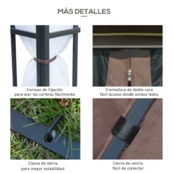 Outsunny Cenador De Jardín 3x3 M Pabellón Para Exterior Con Doble Techo De Ventilación 4 Mosquiteras Extraíbles Y Marco De Acero Protección Solar Para Fiestas Eventos Café -Tienda Barata Lounge Sol 2c373cd8f110edb7f62dcafe3af1cba80fdfee54 b6ebb22f7488401bb6bb1a4634b82e5c