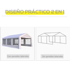Outsunny Carpa De Jardín Cochera Gazebo 6x4m Pergola Cenador Pabellón 4 Paneles Laterales 6 Ventanas Para Fiesta Eventos Bodas Acero PE Blanco -Tienda Barata Lounge Sol 2e327a23800df67d8231705006a3efcecac1c043 0a87b00eca334b83b8677fb832474b7b