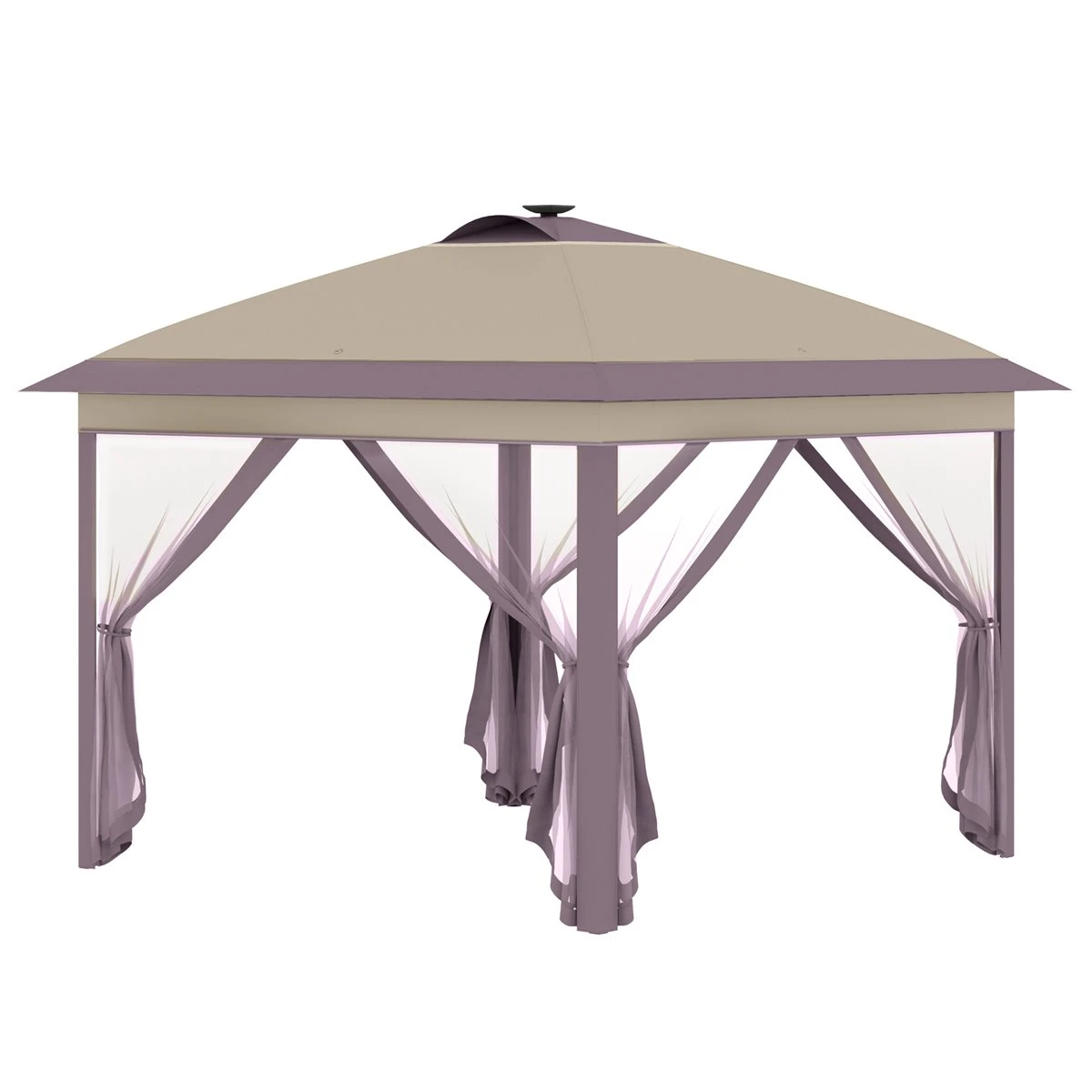 Outsunny Carpa Plegable Exterior 3,3x3,3x2,85 M Con Luces LED Y Control Remoto Cenador De Jardín Con 4 Mosquiteras Extraíbles Y Bolsa De Transporte Para Camping Fiestas Beige 9 Outsunny Carpa Plegable Exterior 3,3x3,3x2,85 M Con Luces LED Y Control Remoto Cenador De Jardín Con 4 Mosquiteras Extraíbles Y Bolsa De Transporte Para Camping Fiestas Beige - Imagen 7