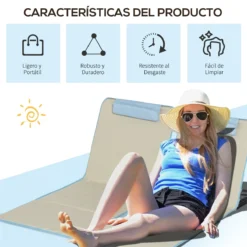 Outsunny Set De 2 Esteras De Playa Plegables 124x53x50 Cm Con Respaldo Ajustable Y Reposacabezas Esterillas De Playa Tela Oxford Acero Con Bolsa De Transporte Beige -Tienda Barata Lounge Sol 31a2de88ff4e00cbc8ce8cfa56f97ce9cea921d8 21135a93a53549418538f730e12d1650