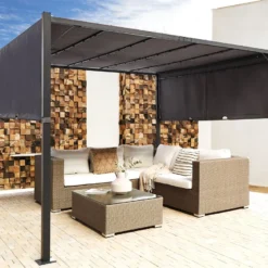 Cenador LED De Metal/poliester Gris Oscuro/negro 310 Cm PARGA -Tienda Barata Lounge Sol 31c6ee32124b7a1b5c68e9eac06b600e68b137c7 81c0d3c32bea4a7da50293855447e0b2